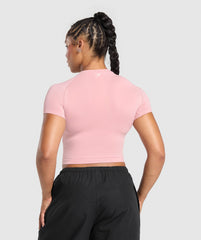 Barbell Hearts Seamless Baby Tee - Light Pink