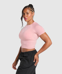 Barbell Hearts Seamless Baby Tee - Light Pink