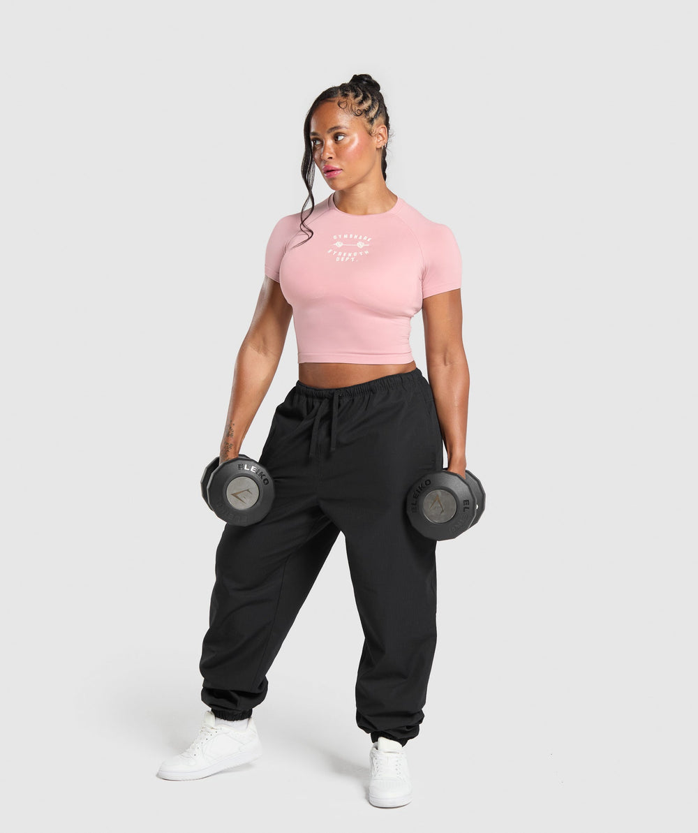 Barbell Hearts Seamless Baby Tee - Light Pink