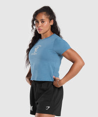 Lifting Club Graphic Baby Tee - Faded Blue