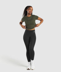 Block Crop Top - Winter Olive