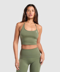 Everyday One Shoulder Crop Top - Core Olive