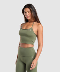 Everyday One Shoulder Crop Top - Core Olive
