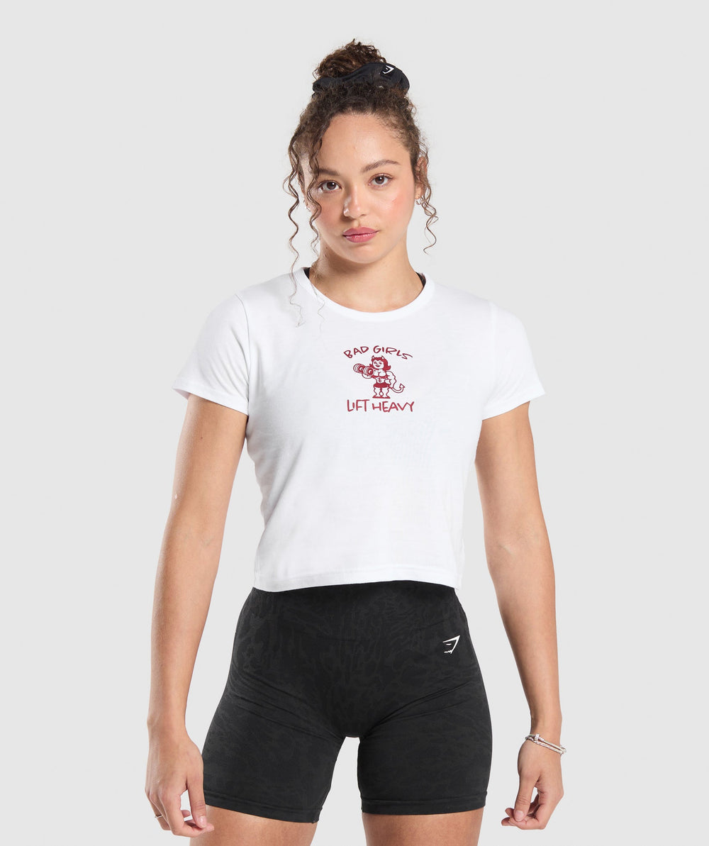 Lifting Club Graphic Baby Tee - White