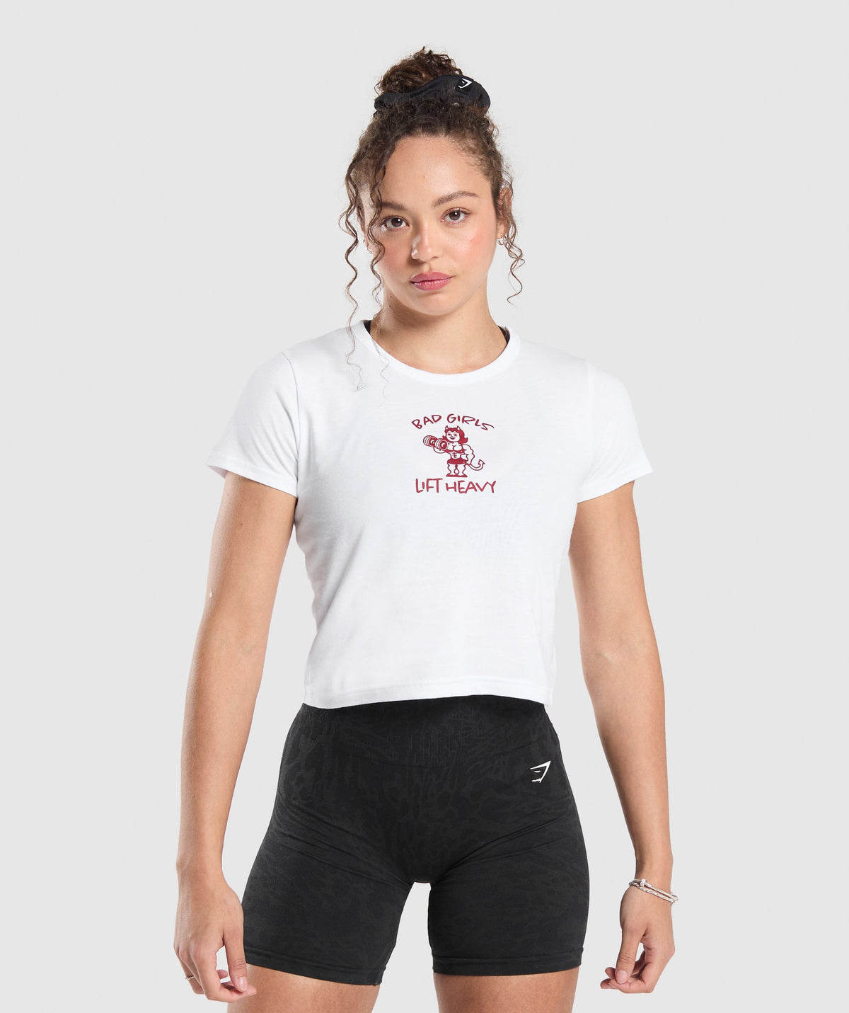 Lifting Club Graphic Baby Tee - White