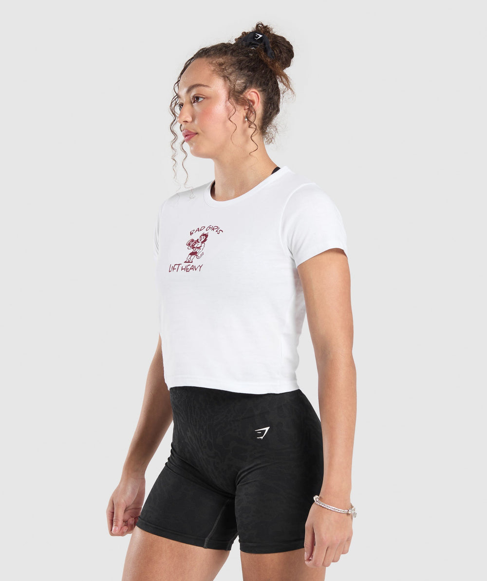 Lifting Club Graphic Baby Tee - White