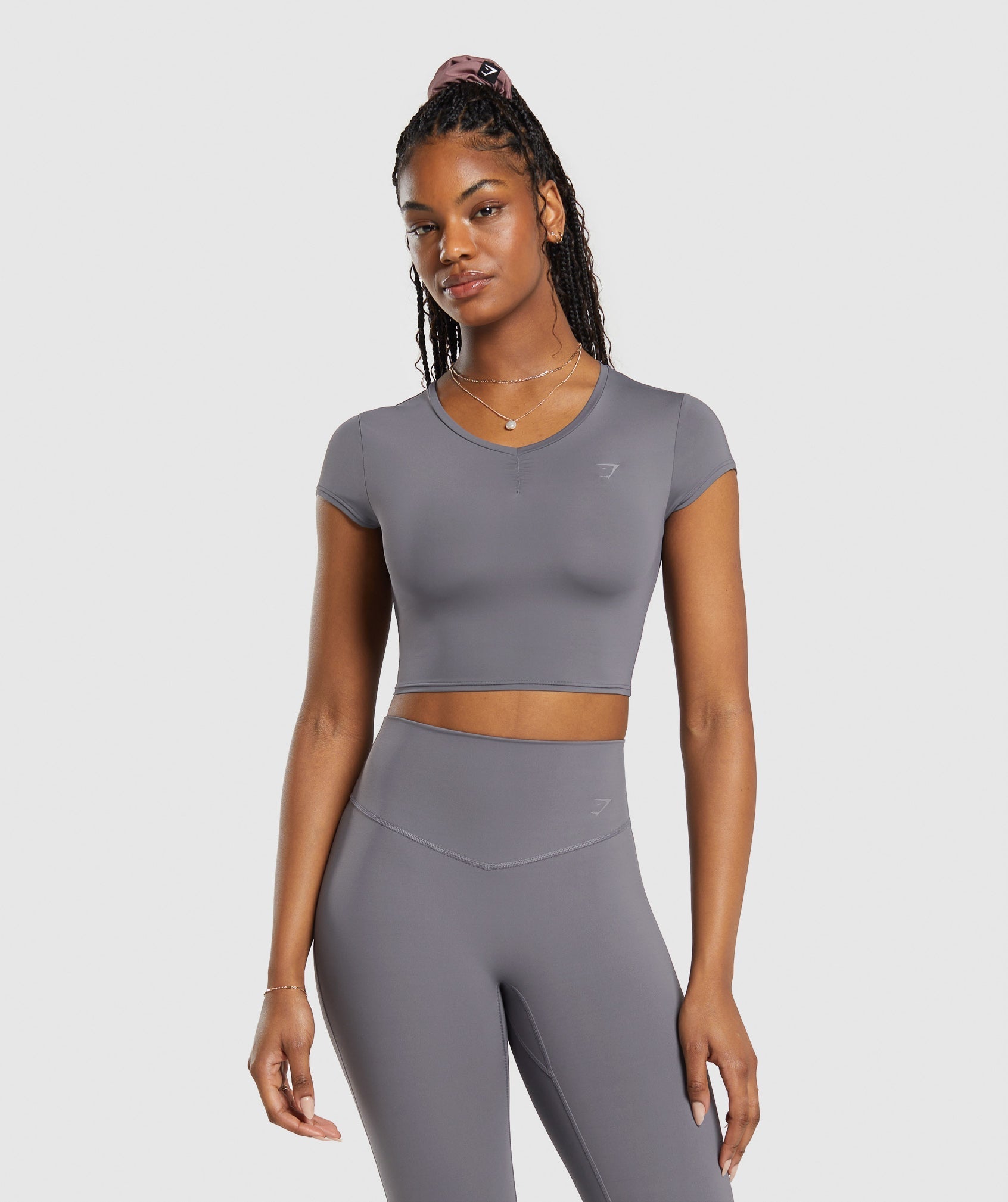 Elevate Ruched Crop Top - Brushed Grey