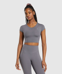 Elevate Ruched Crop Top - Brushed Grey