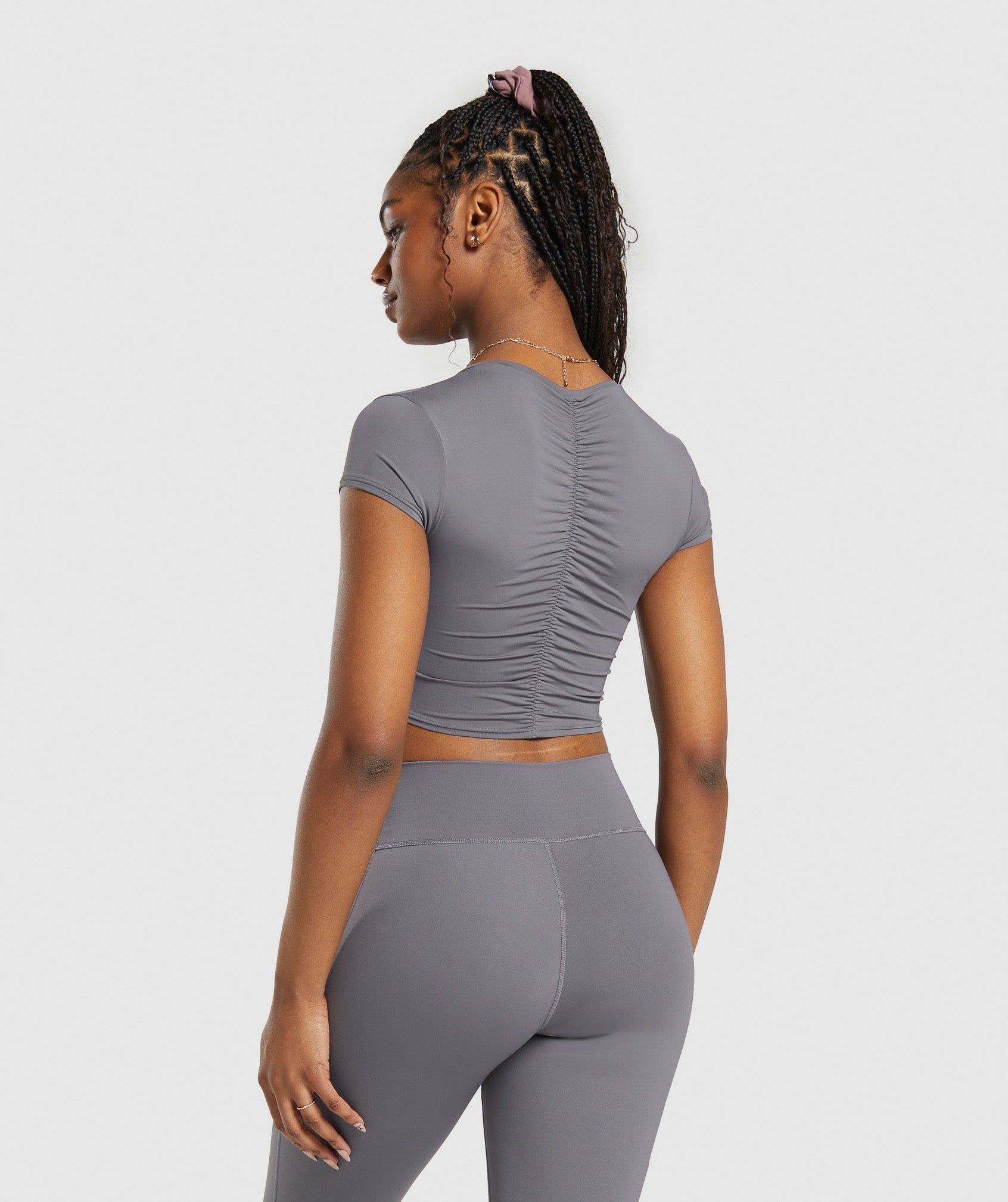 Elevate Ruched Crop Top - Brushed Grey