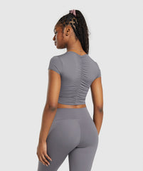 Elevate Ruched Crop Top - Brushed Grey