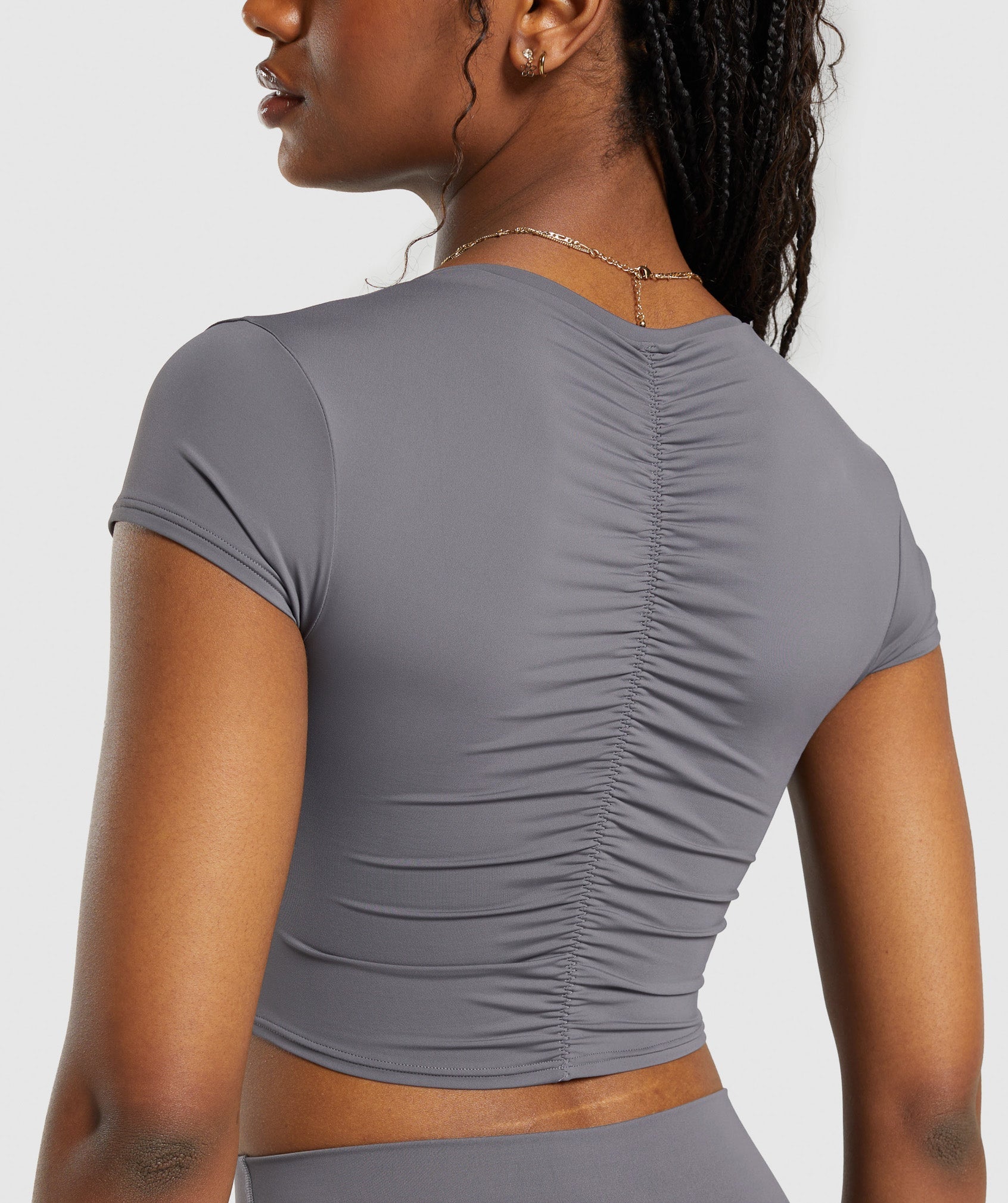 Elevate Ruched Crop Top - Brushed Grey