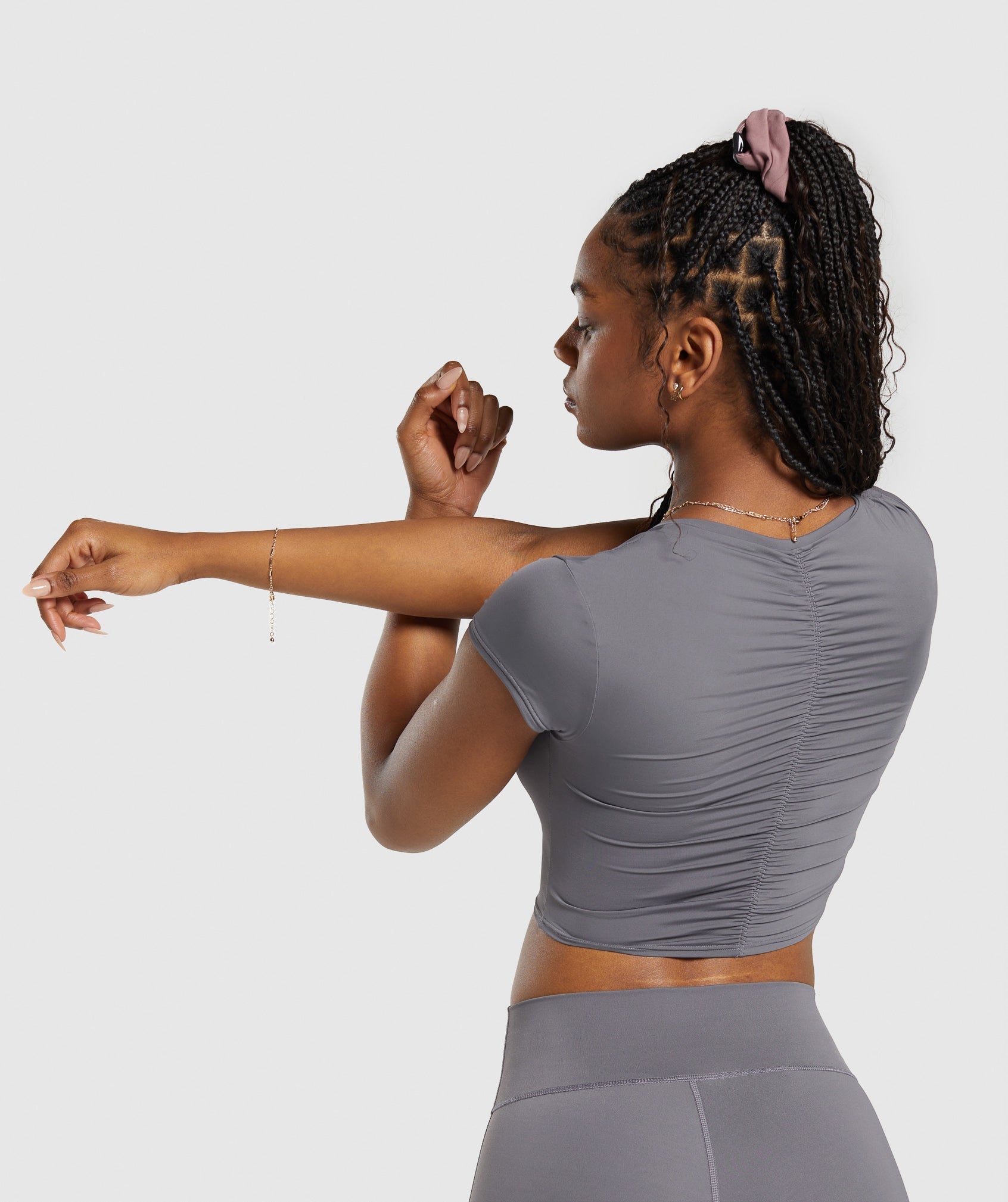 Elevate Ruched Crop Top - Brushed Grey