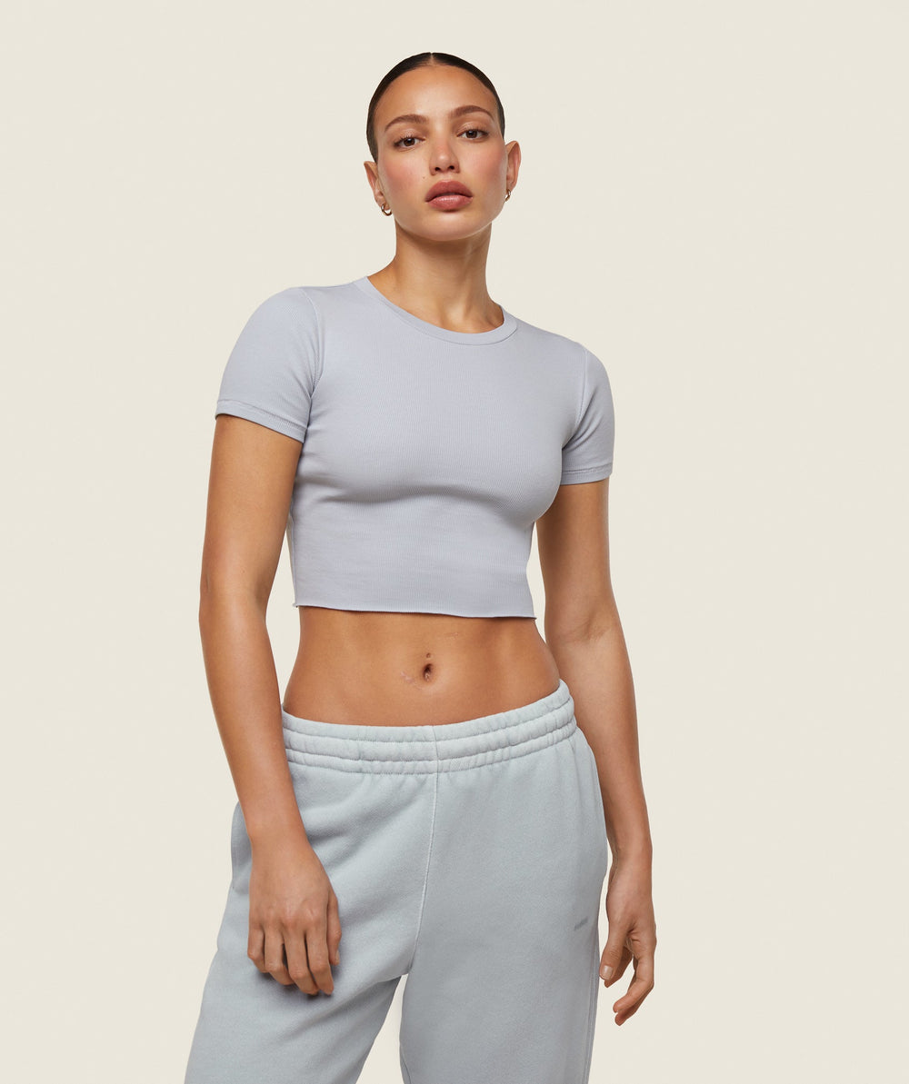 everywear Ribbed Tee - Ice Grey
