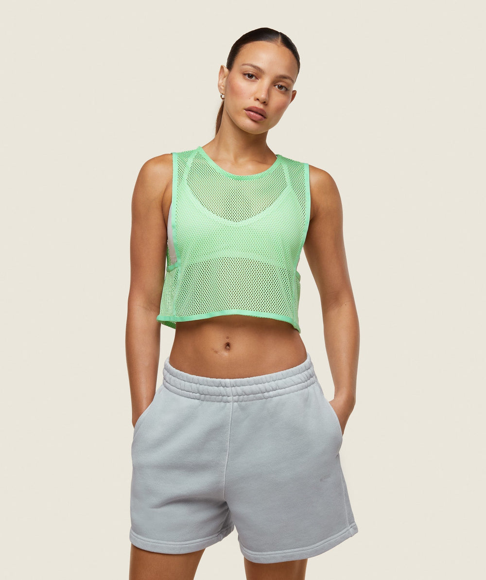 everywear Cropped Mesh Tank - Bring It Green