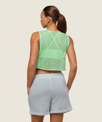 everywear Cropped Mesh Tank - Bring It Green