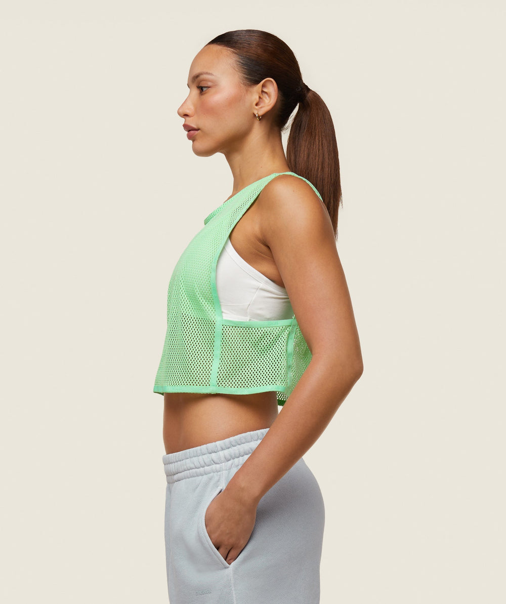 everywear Cropped Mesh Tank - Bring It Green