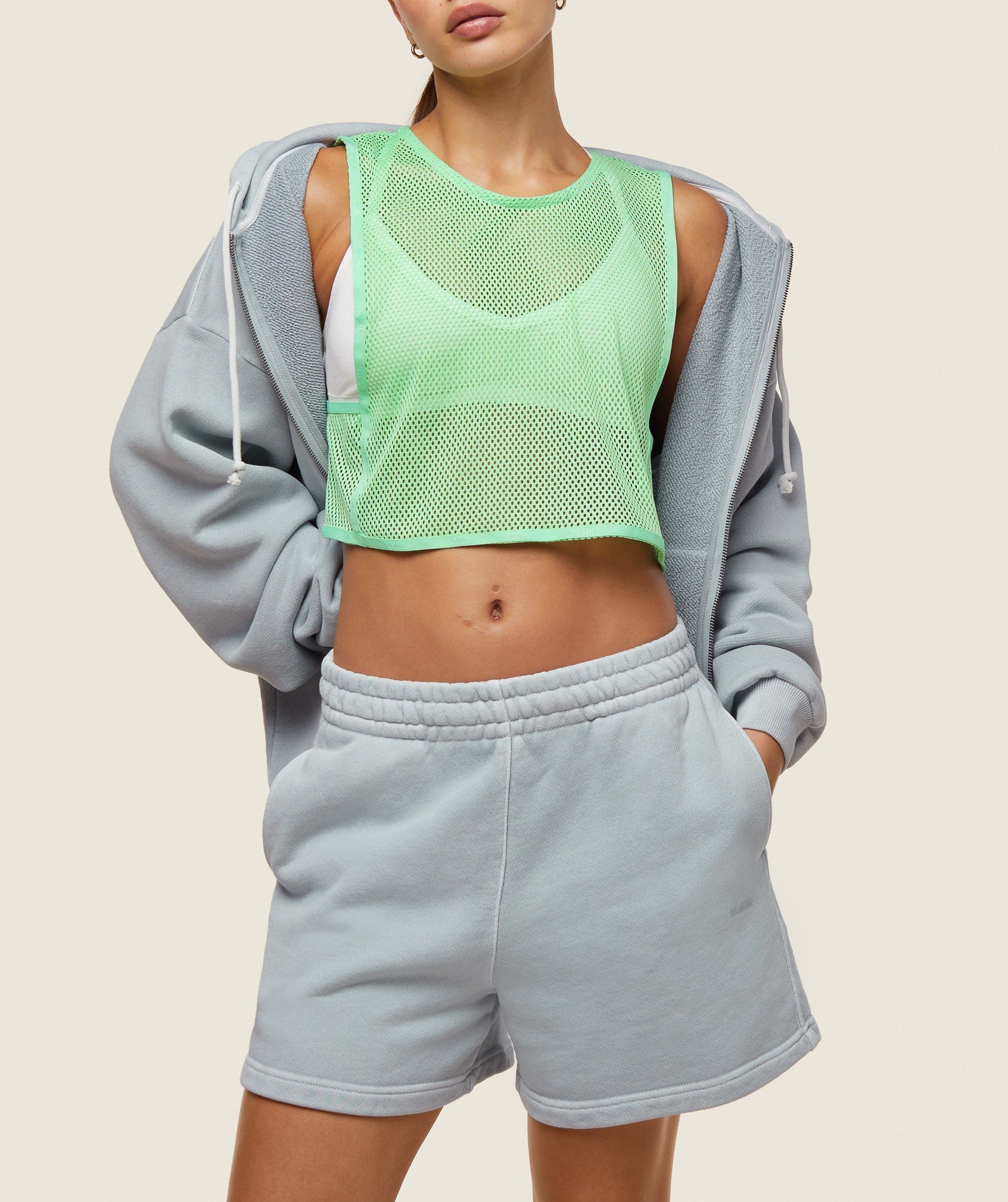 everywear Cropped Mesh Tank - Bring It Green