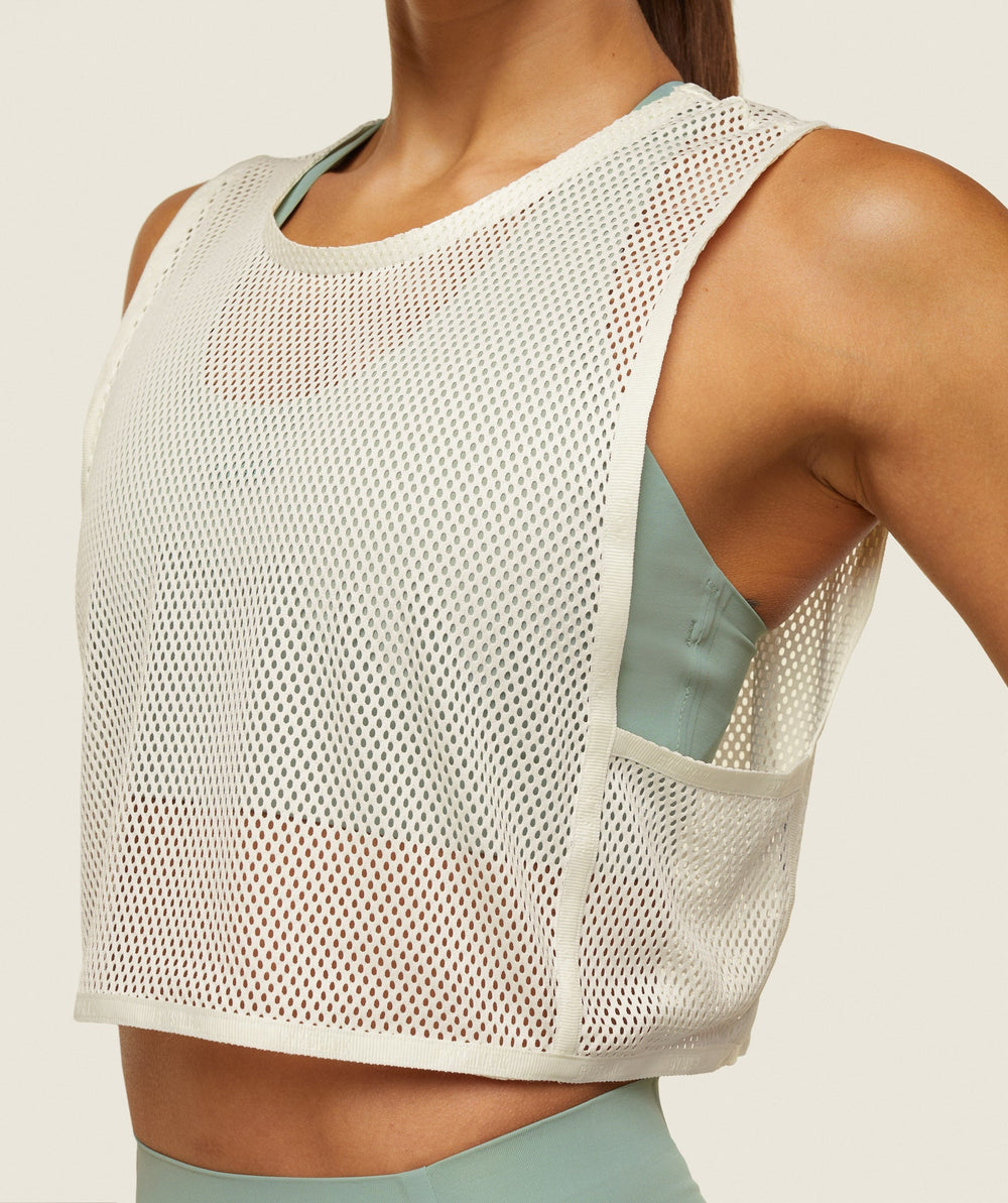 everywear Cropped Mesh Tank - Soft White