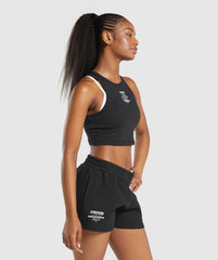 Care Label Graphic Cropped Tank - Black