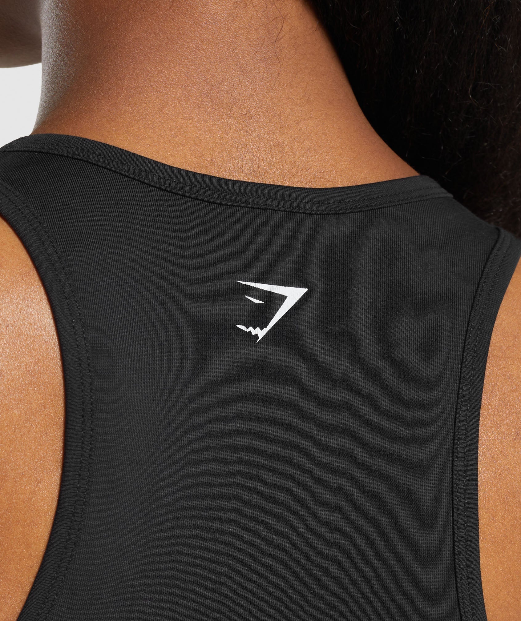 Care Label Graphic Cropped Tank - Black