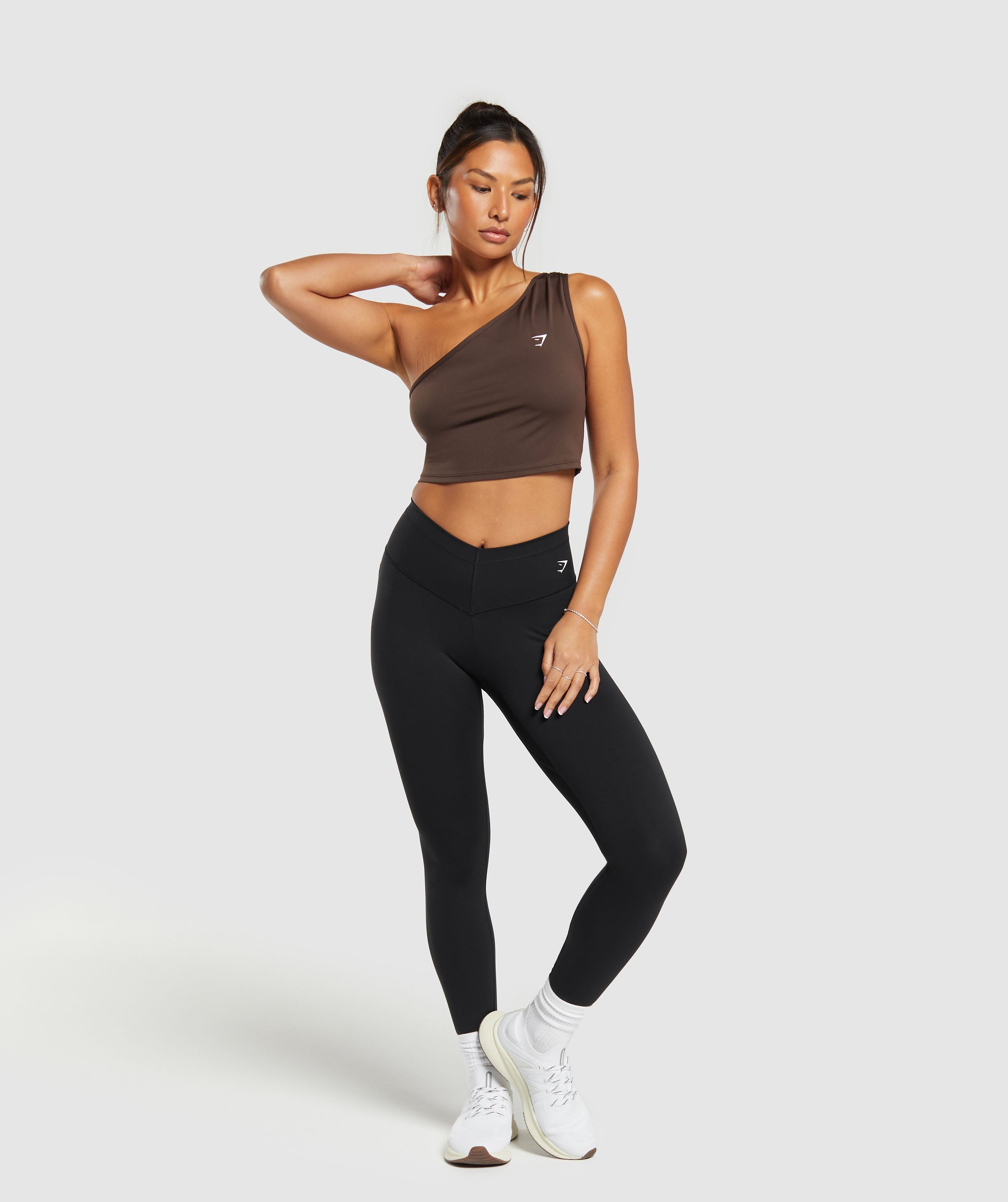 Everyday One Shoulder Ruched Tank - Archive Brown