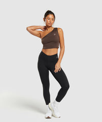 Everyday One Shoulder Ruched Tank - Archive Brown