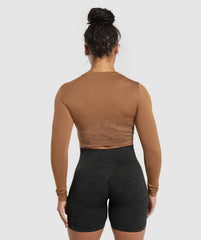 Adapt Pattern Seamless Faded Long Sleeve Top - Soft Brown/Bronze Brown