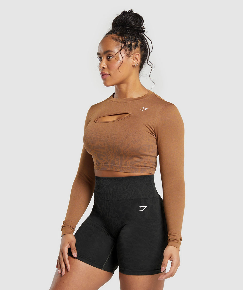 Adapt Pattern Seamless Faded Long Sleeve Top - Soft Brown/Bronze Brown