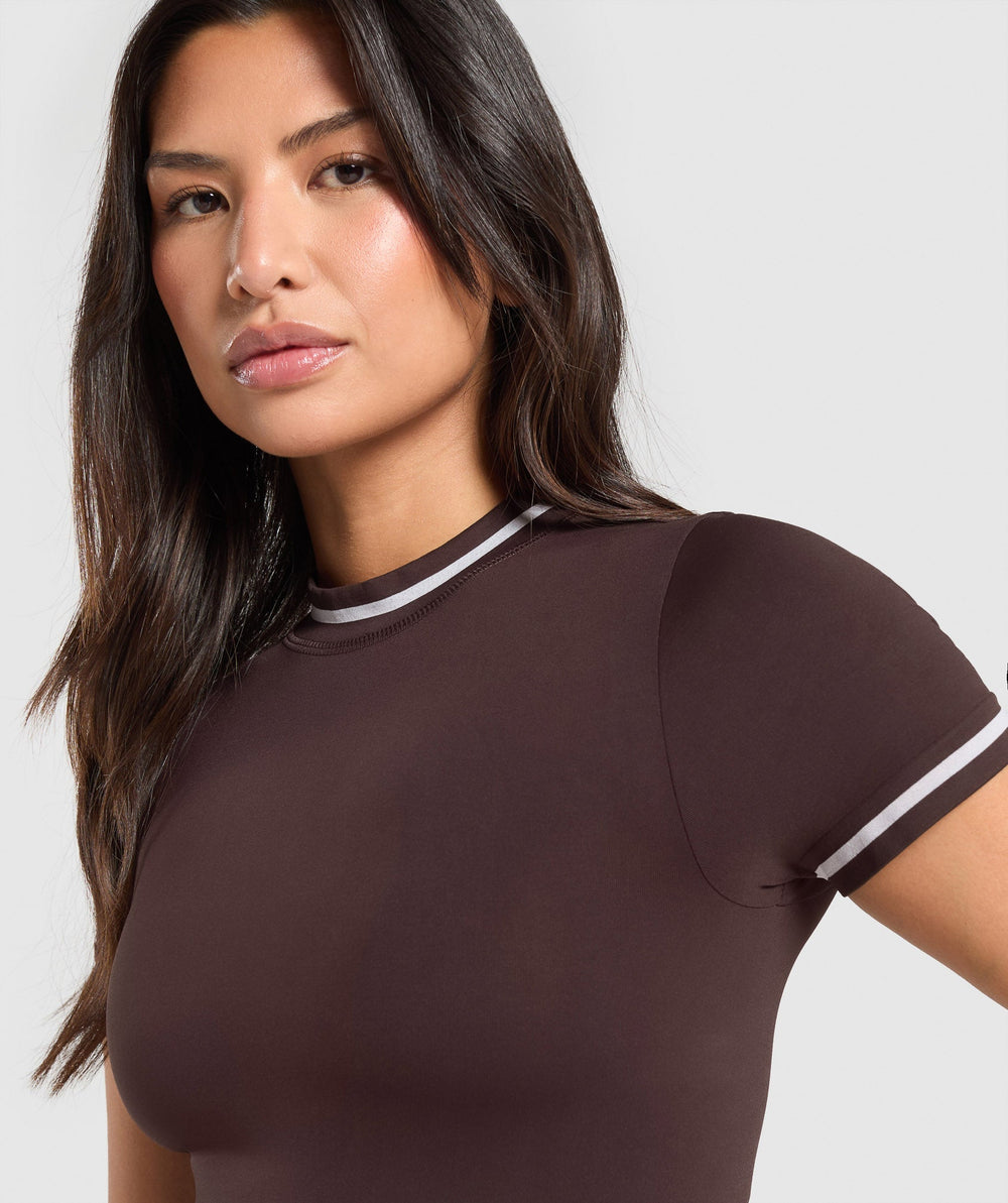 Contrast Seamless Midi Tee - Heritage Brown