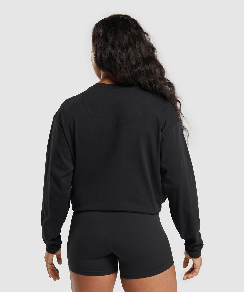 Heavyweight Cotton Long Sleeve Top - Black