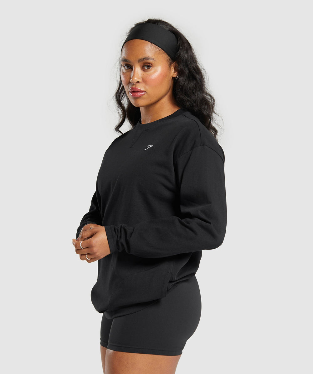 Heavyweight Cotton Long Sleeve Top - Black