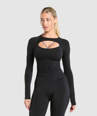 Apex Contrast Long Sleeve Top - Black/Brushed Grey