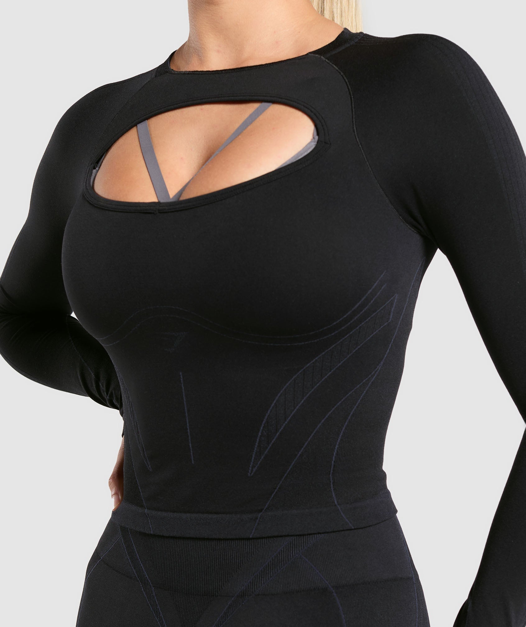 Apex Contrast Long Sleeve Top - Black/Brushed Grey