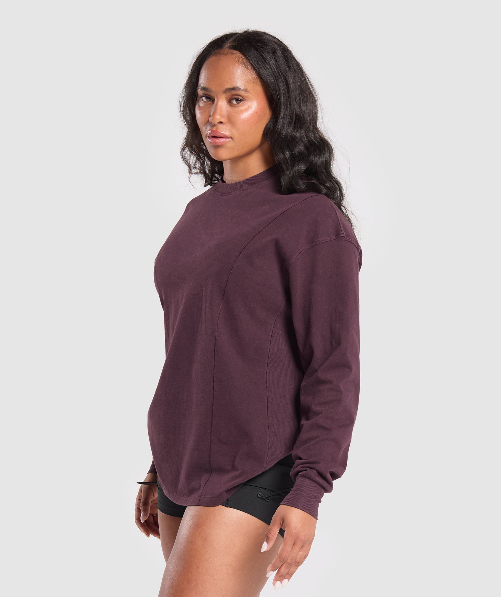 Power Oversized Long Sleeve Top - Depth Purple