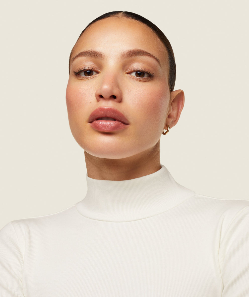 everywear Long Sleeve Ribbed Turtle Neck - Soft White