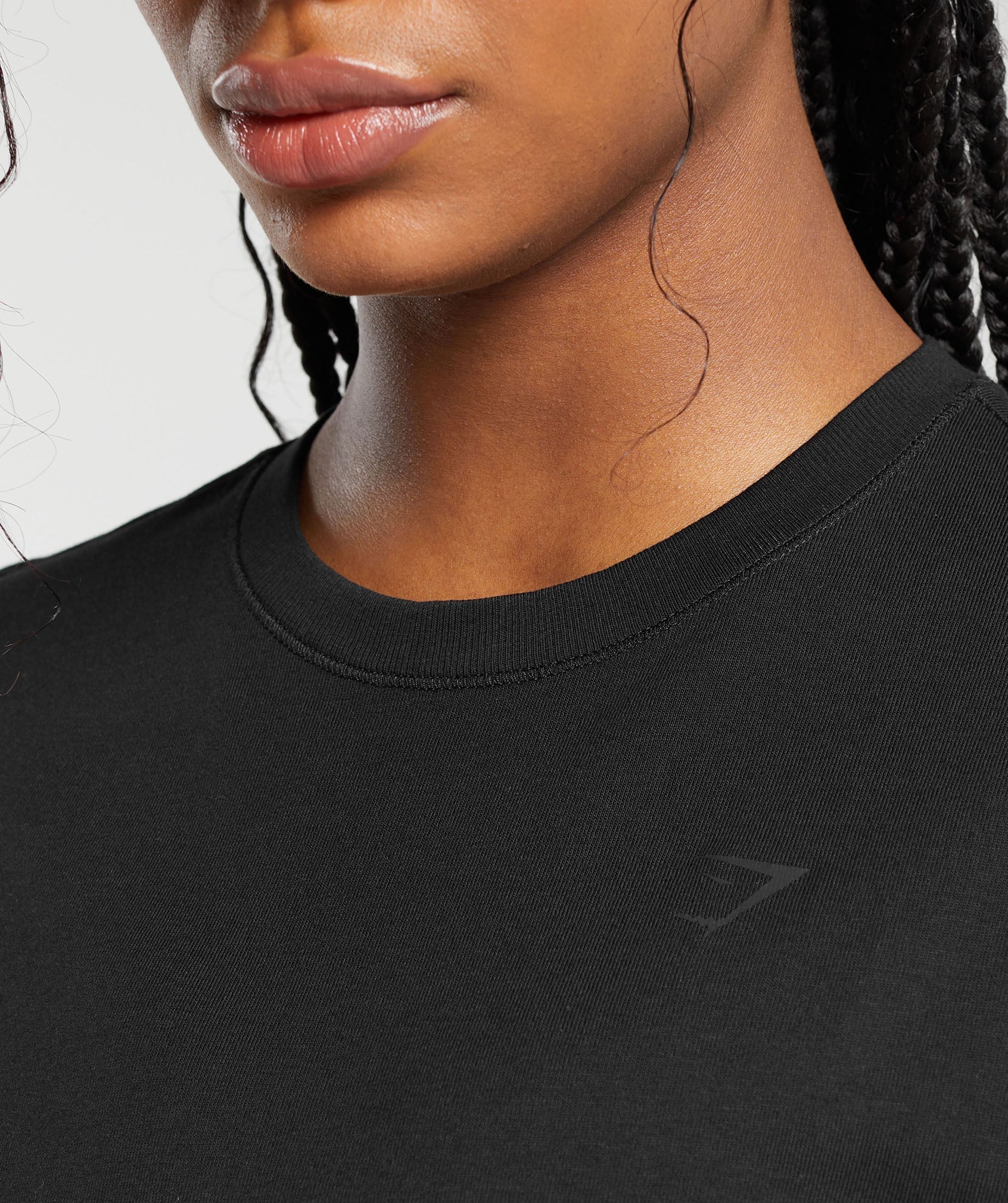 Cotton Oversized Long Sleeve Top - Black