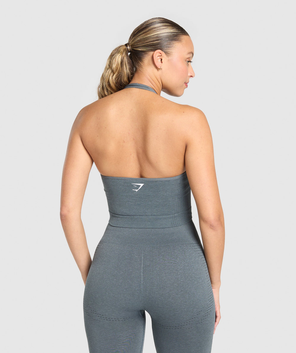 Vital Halter Neck Tank With Shelf - Strong Grey Marl