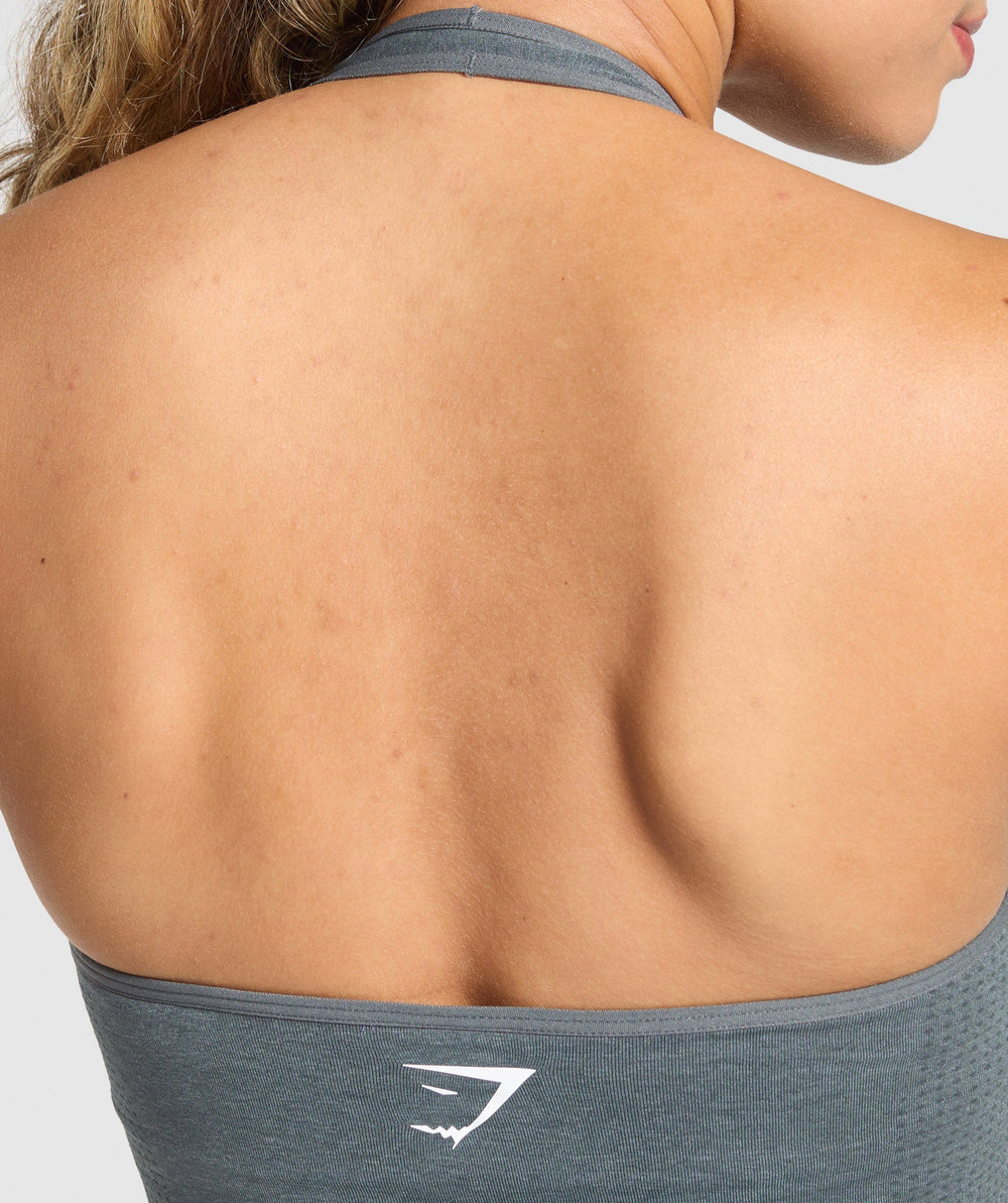 Vital Halter Neck Tank With Shelf - Strong Grey Marl