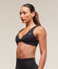 Adapt X Whitney Animal Seamless Twist Front Bra - Asphalt Grey/Black
