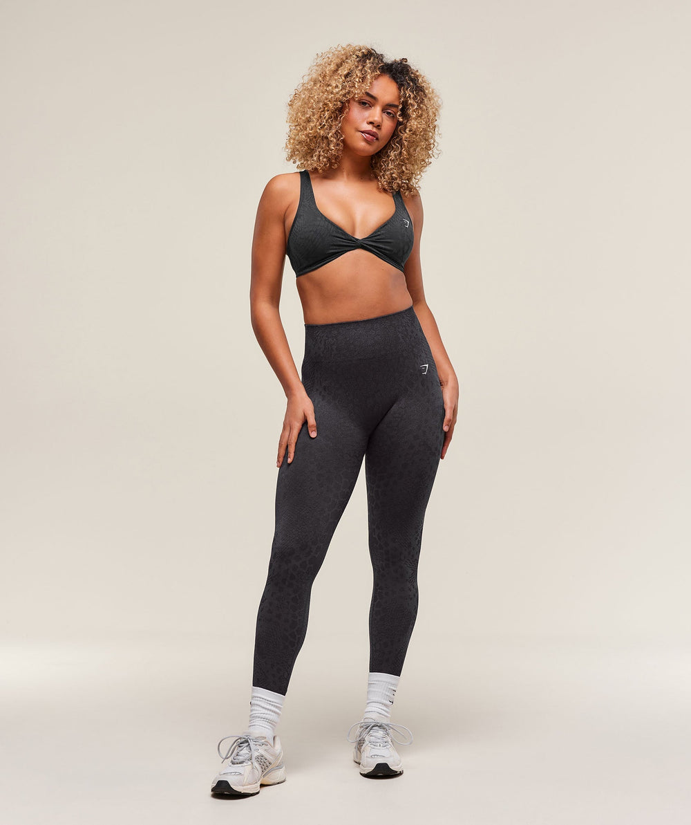 Adapt X Whitney Animal Seamless Twist Front Bra - Asphalt Grey/Black