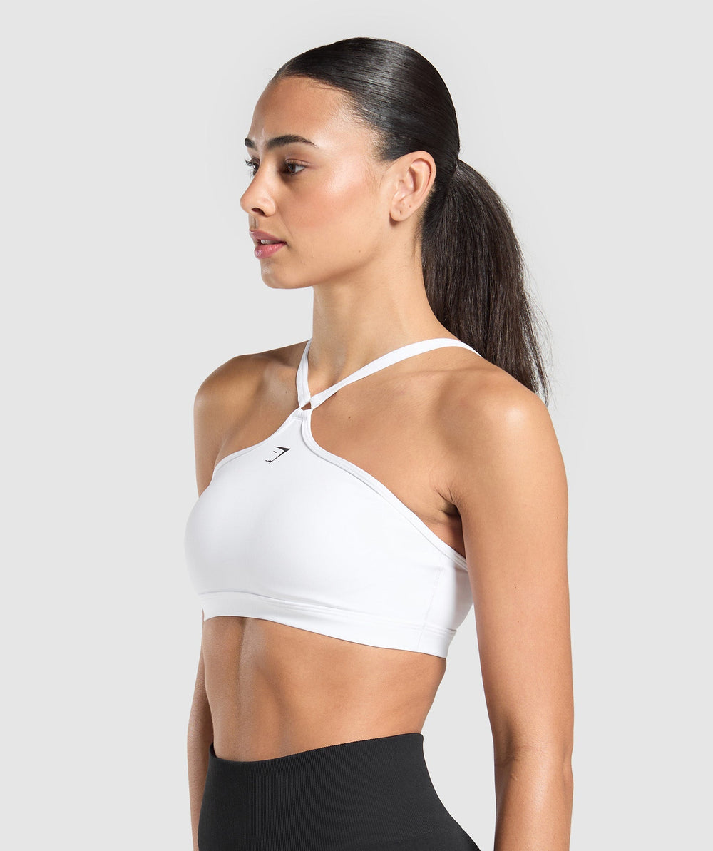 Halter Neck Sports Bra - White