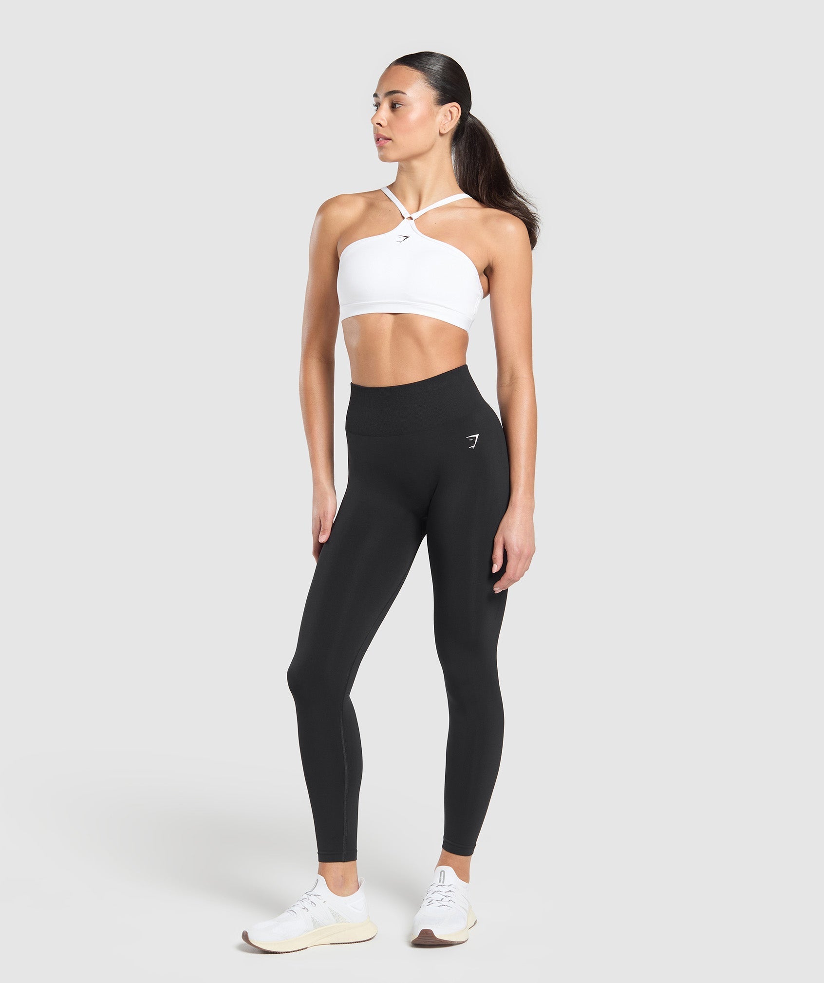 Halter Neck Sports Bra - White