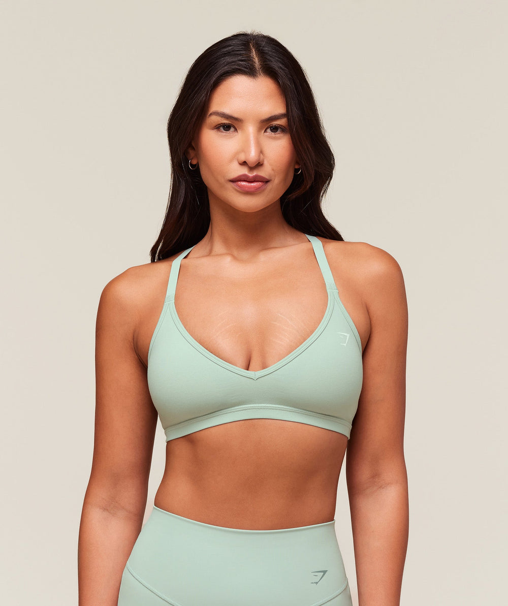Cotton Racerback Sports Bra - Morning Blue