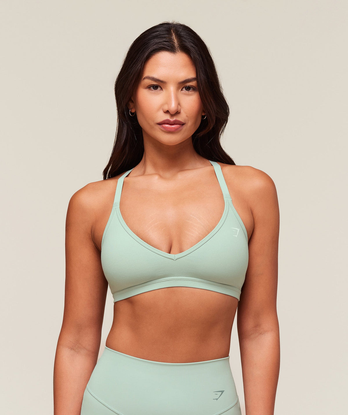 Cotton Racerback Sports Bra - Morning Blue