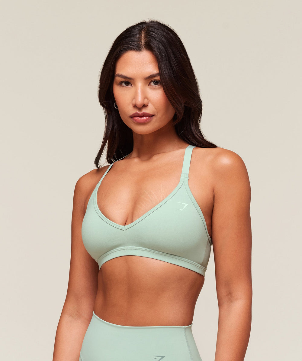 Cotton Racerback Sports Bra - Morning Blue