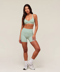 Cotton Racerback Sports Bra - Morning Blue