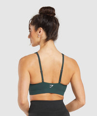Vital V Neck Sports Bra - Woodland Green Marl