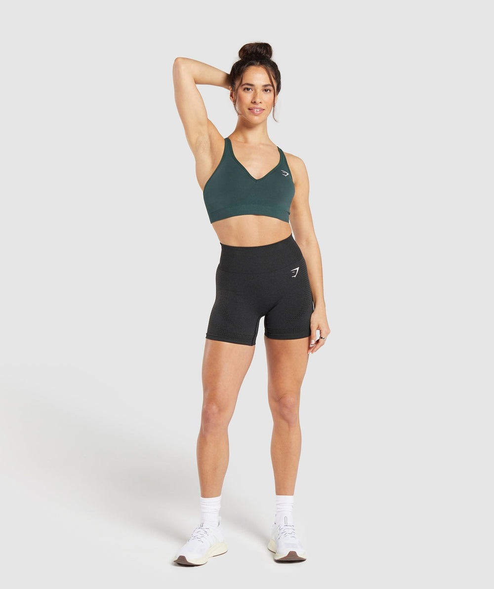 Vital V Neck Sports Bra - Woodland Green Marl