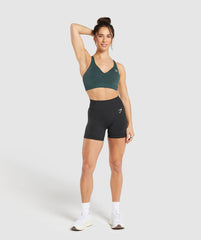 Vital V Neck Sports Bra - Woodland Green Marl