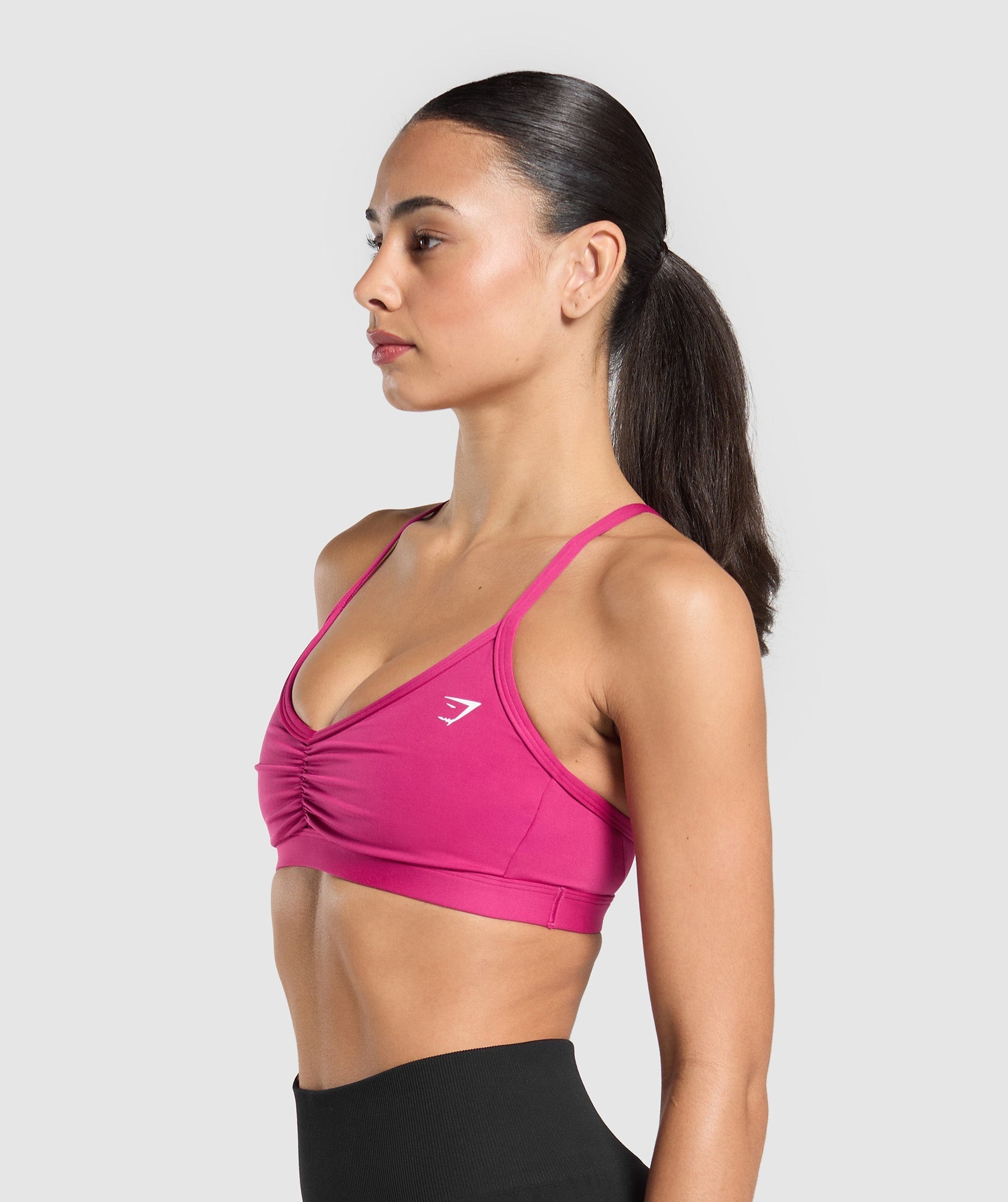 Ruched Strappy Sports Bra - Winning Pink